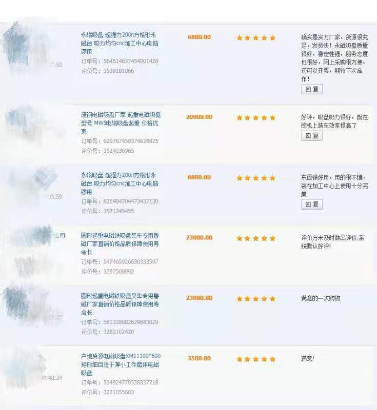 魯磁科技起重電磁吸盤客戶的好評來啦！